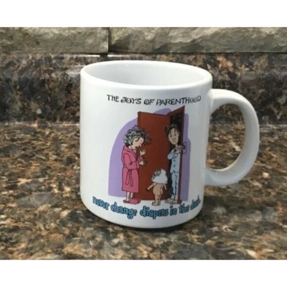 1993 Applause Mug THE JOYS OF PARENTHOOD Humor Diaper Parenting - Picture 2 of 4